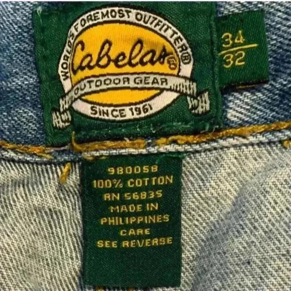 Cabela's Mens Outdoors Rugged Blue Denim Jeans Size 34X32 - Picture 6 of 6